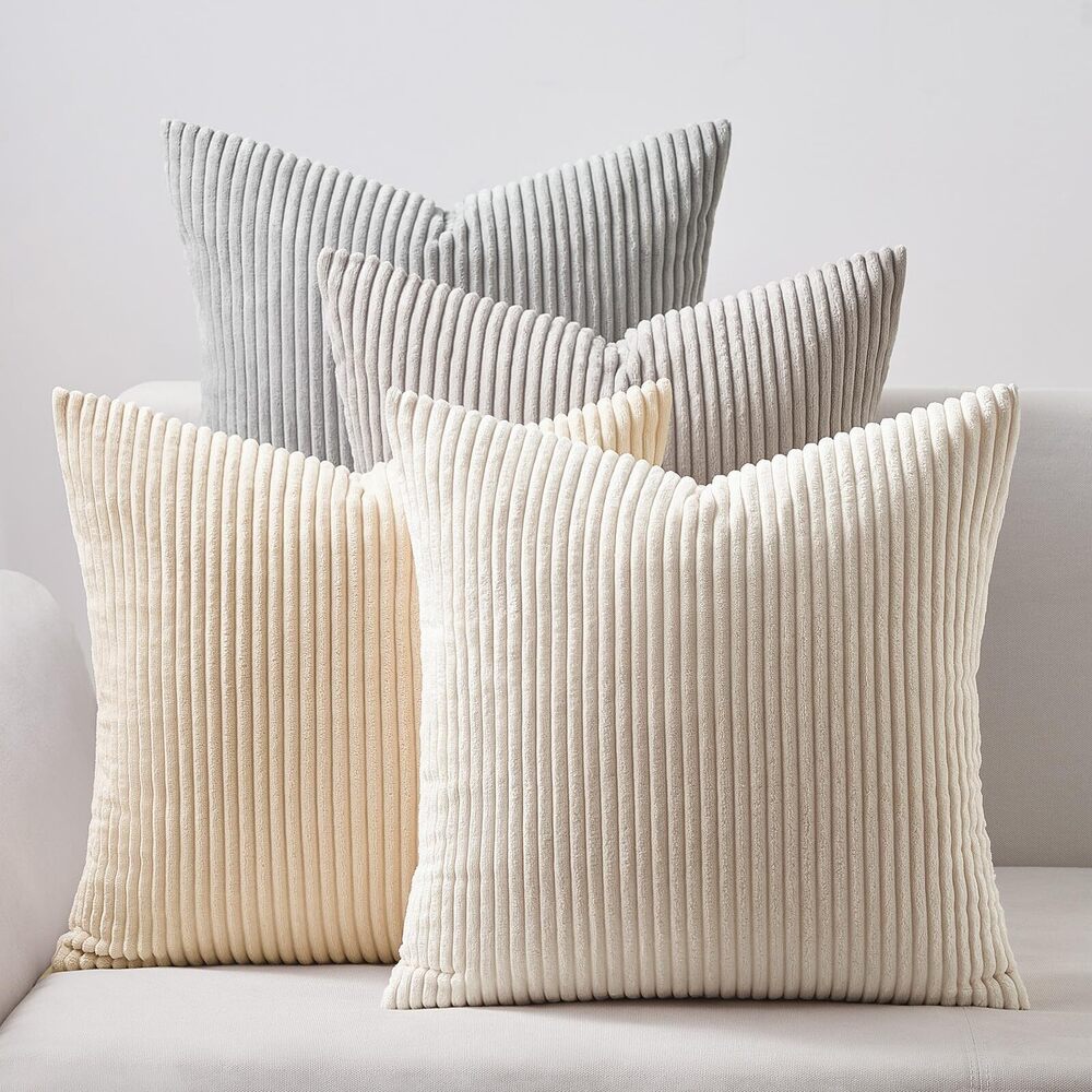 7970 4 Packs Neutral Decorative Throw Pillows Covers 22x22 Inch for Living